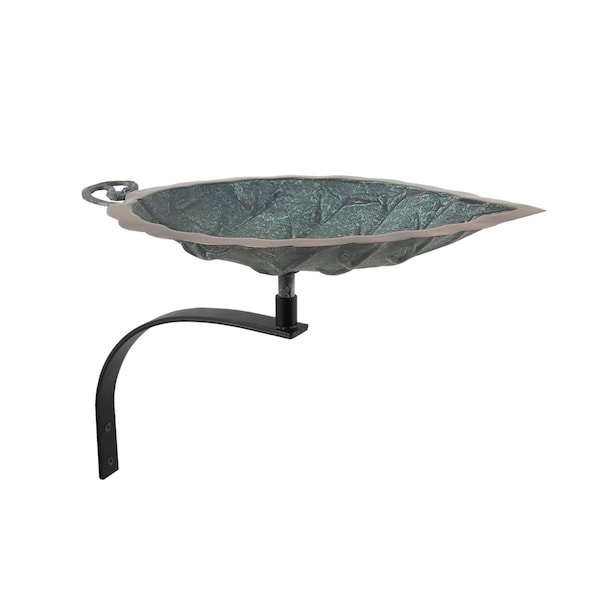 Achla Designs Achla BB-04-OR Aspen Leaf Birdbath with Over Rail Bracket - Copper; Verdi & Black BB-04-OR - main